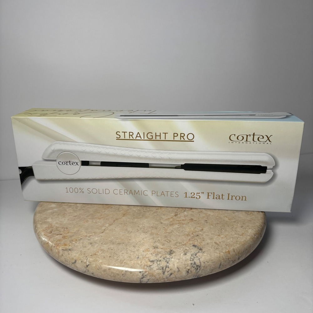 Cortex International Straight Pro Flat Iron 1.25" White Ceramic Plates Hair Tool